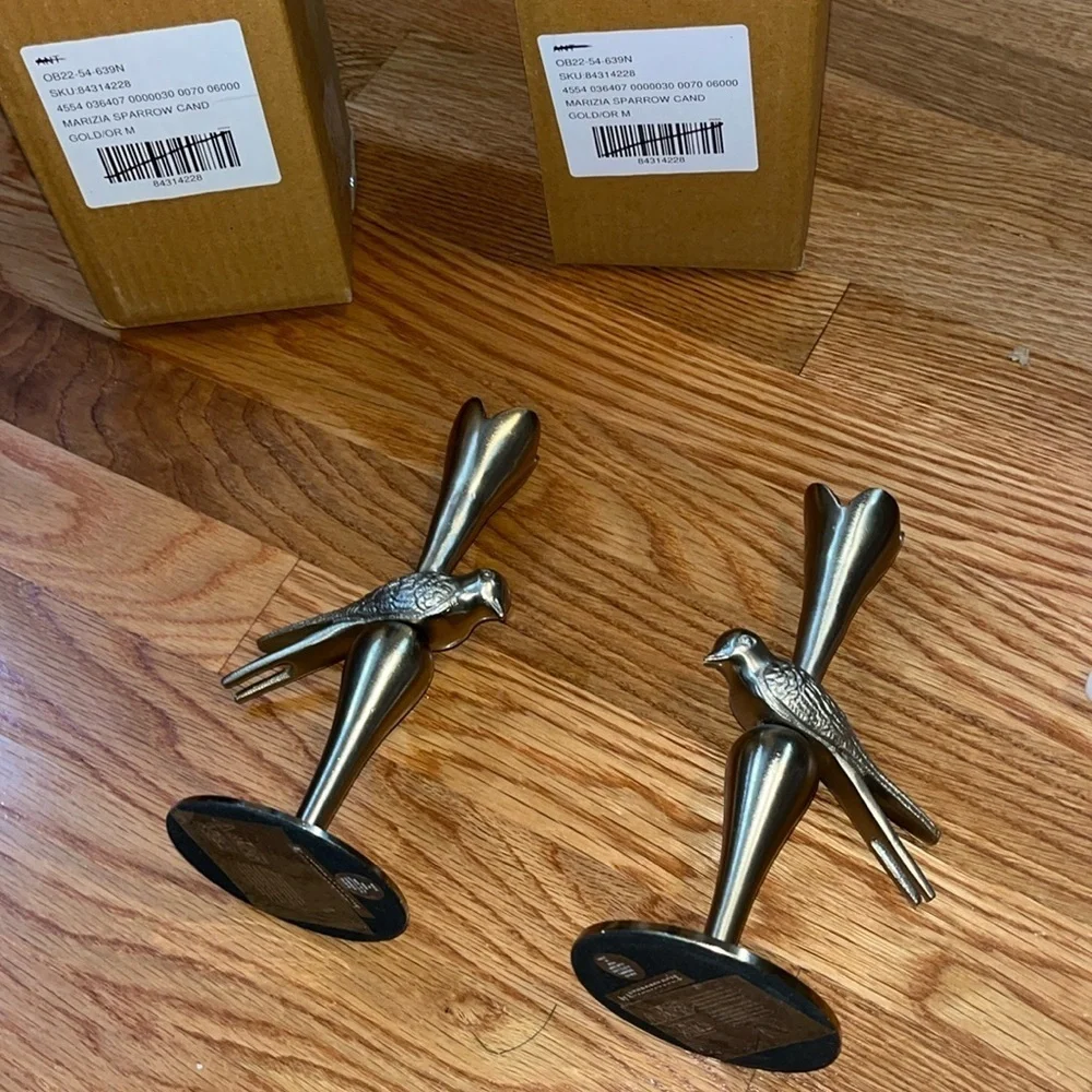 Anthropologie Marizia Sparrow Candlestick Holders Set of 2 Large NIB